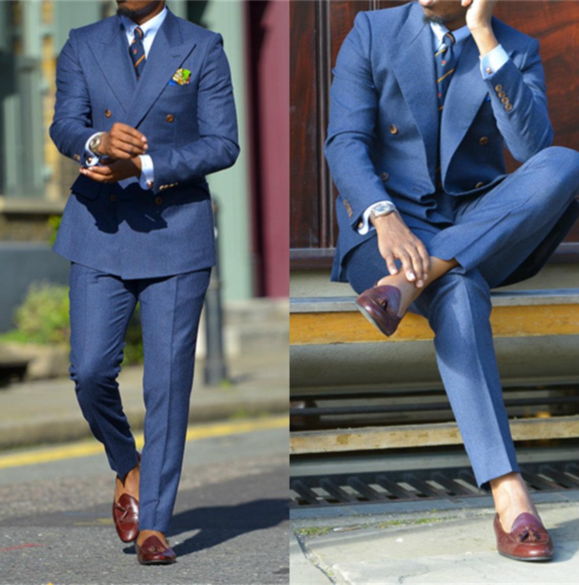 Formal Wear For Men In Wedding - Dunkelblau Formalen Herren Anzüge Zwei Stück