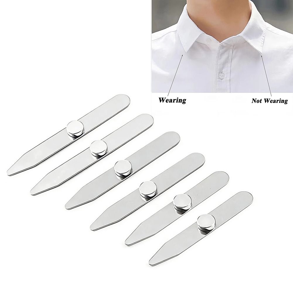 Collar Stay Metal - 6 Stück Neue Edelstahl-Kragenstreben Magnetisch mit