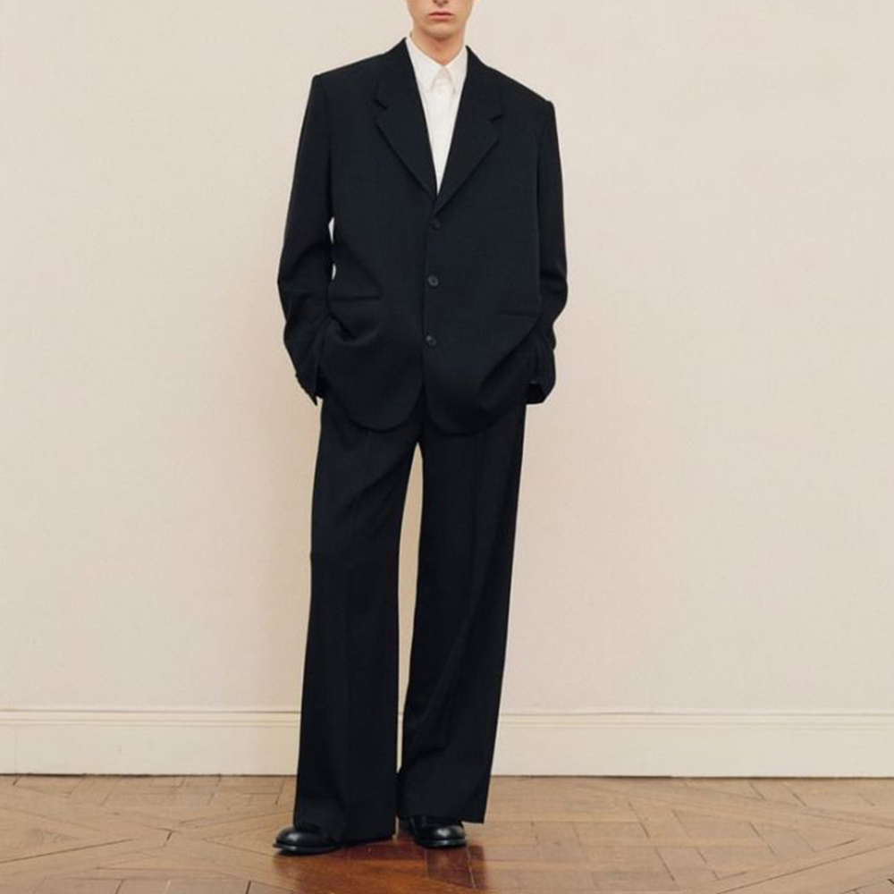 Formal Wear For Men In Wedding - Schwarzes, übergroßes Anzugset für Herren, einreihig,