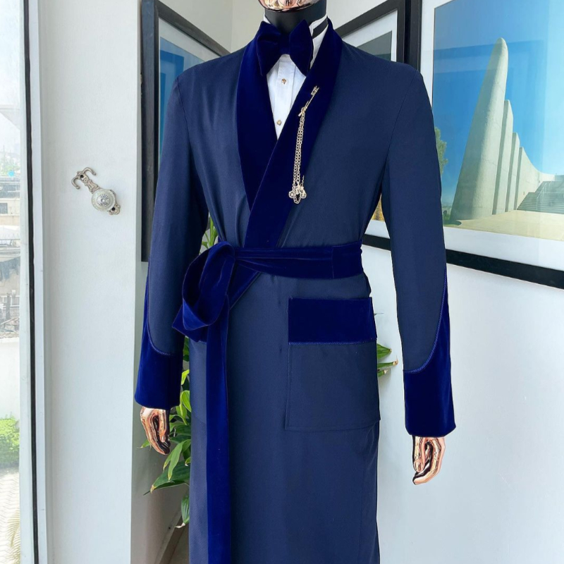 Formal Wear For Men In Wedding - Maßgeschneiderter königsblauer Herrenanzug, lange Jacke, 1-teilig