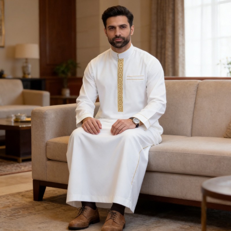 Arabischer Herren-Thobe mit St – Arabic Formal Wear Men Bewertung und Preis